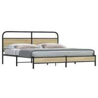 Bedframe zonder matras metaal sonoma eikenkleur 200x200 cm - thumbnail