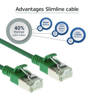 ACT DC7700 LSZH U/FTP CAT6A Datacenter Slimline Patchkabel Snagless | RJ45 Connectoren | Groen | 50 cm