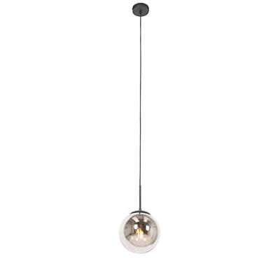 QAZQA Art Deco hanglamp zwart met smoke glas - Flore