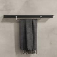 Planchet met handdoekrek Geesa Leev 80 cm RVS Zwart - thumbnail