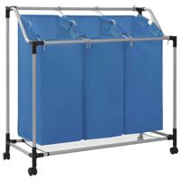 VidaXL Wassorteerder met 3 zakken staal blauw - thumbnail