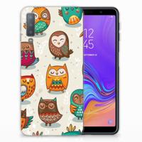 Samsung Galaxy A7 (2018) | TPU Hoesje | Vrolijke Uilen - thumbnail