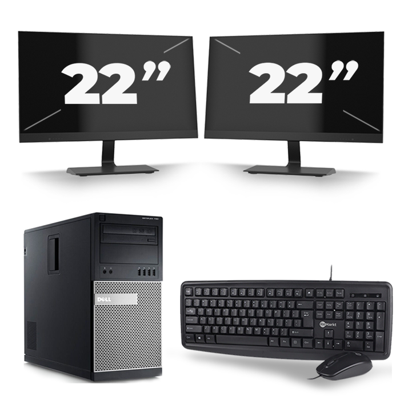 Dell Optiplex 790 Micro Tower - Intel Core i7-2e Generatie - 16GB RAM - 256GB SSD - Windows 10 + 2x 22 inch Monitor