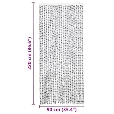 Vliegengordijn 90x220 cm chenille licht- en donkergrijs