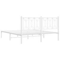 Bedframe met hoofdbord metaal wit 150x200 cm - thumbnail