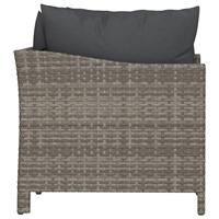 2-delige Loungeset met kussens poly rattan grijs - thumbnail