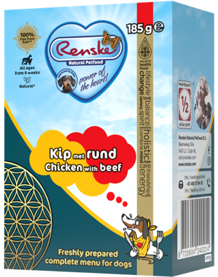 Renske vers bereid kip met rund natvoer hond (tetra) 24 x 185 g