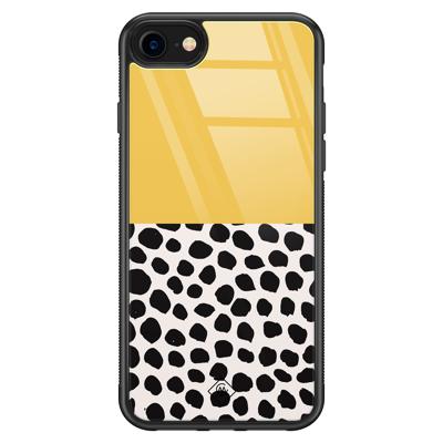 iPhone SE 2020 glazen hardcase - Abstract geel