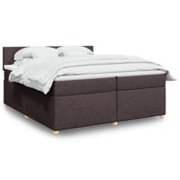 Boxspring met matras stof donkerbruin 200x200 cm - thumbnail