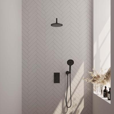 Thermostatische inbouw regendouche SET 33 met omstelling, zwarte afwerking