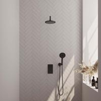 Thermostatische inbouw regendouche SET 33 met omstelling, zwarte afwerking - thumbnail