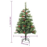 VidaXL Kunstkerstboom met scharnieren dennenappels en bessen 150 cm - thumbnail