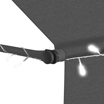 VidaXL Luifel handmatig uitschuifbaar met led 400 cm antracietkleurig