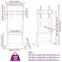 VidaXL Tv-standaard wielen 32"-90" scherm 100 kg max vesa 800x600 mm - thumbnail