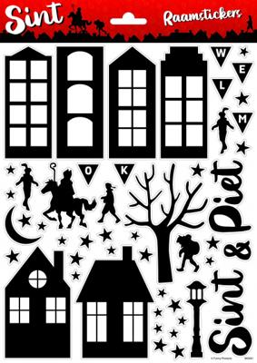 Sinterklaas Raamstickers A4 Zwart