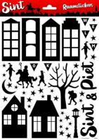 Sinterklaas Raamstickers A4 Zwart - thumbnail