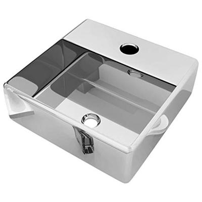 VidaXL Wastafel met kraangat 38x30x11,5 cm keramiek zilverkleurig VidaXL Wastafel met kraangat 38x30x11,5 cm keramiek zilverkleurig
