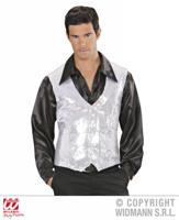 Glittervest zilver man - thumbnail
