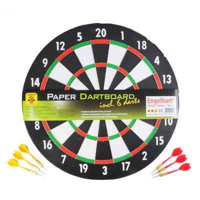 Dartbord papier, dikte 1 cm met 6 darts