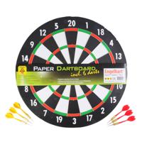 Dartbord papier, dikte 1 cm met 6 darts - thumbnail