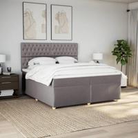 Boxspring met matras stof taupe 200x200 cm - thumbnail