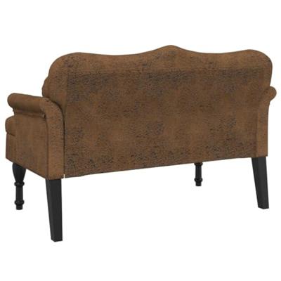 Bankje met kussens 120,5x65x75 cm kunstsudeleer bruin