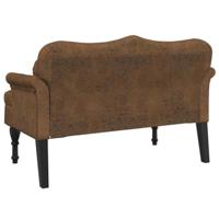 Bankje met kussens 120,5x65x75 cm kunstsudeleer bruin - thumbnail