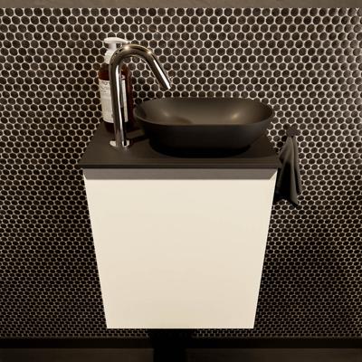 MONDIAZ FOWY toiletmeubel 40cm kleur talc. Waskom positie rechts kleur urban | urban. Met 1 kraangat