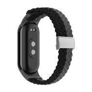 Braided nylon bandje - Zwart met grijs - Xiaomi Smart Band 8 / 9 / 10 - thumbnail