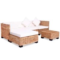 Loungeset natuurlijk rattan 14-delig - thumbnail