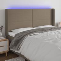 Hoofdbord LED 183x16x118/128 cm stof taupe - thumbnail
