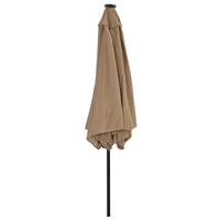 VidaXL Parasol met led-verlichting en stalen paal 300 cm taupe - thumbnail