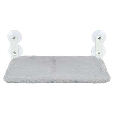 Trixie hangmat voor aan raam opvouwbaar pluche / mesh wit / grijs