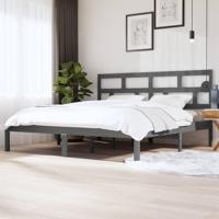 Bedframe massief grenenhout grijs 200x200 cm - thumbnail