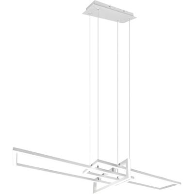 LED Hanglamp 34W - Dimbaar Warm Wit 3000K - Rechthoekig - Mat Wit Aluminium