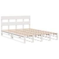 Bedframe zonder matras massief grenenhout wit 120x200 cm - thumbnail