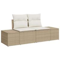 Tuinbankenset met opslag 5 pcs Beige en Crème poly rattan - thumbnail
