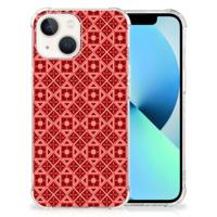 iPhone 13 Doorzichtige Silicone Hoesje Batik Rood - thumbnail