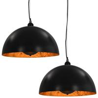 VidaXL Plafondlampen 2 st halfrond e27 40 cm zwart en goudkleurig - thumbnail