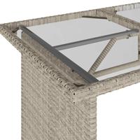 Tuintafel met glazen blad 110x68x70 cm poly rattan lichtgrijs - thumbnail