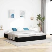Ottoman bedframe zonder matras 180x200 cm fluweel zwart - thumbnail