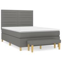Boxspring met matras stof donkergrijs 140x190 cm - thumbnail