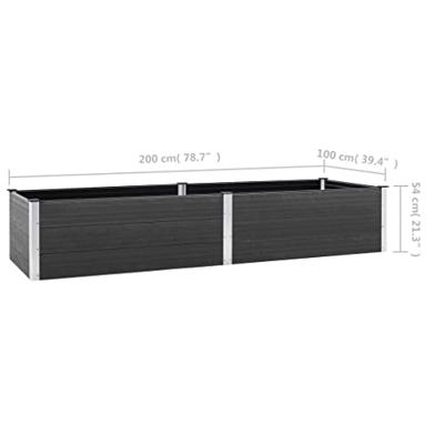 Plantenbak verhoogd 200x100x54 cm HKC grijs - thumbnail