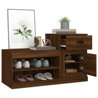 Schoenenkast 100x42x60 cm bewerkt hout bruin eikenkleur - thumbnail