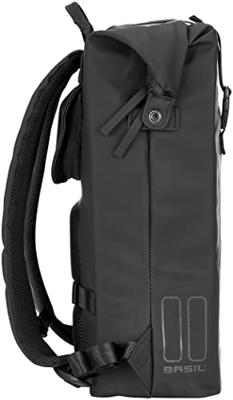 Basil soho nordlicht fietsrugzak - zwarte moderne rugzak met led-verlichting voor dames/heren/elektrische fiets - waterdicht - 17l - zwart - thumbnail