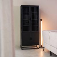 LABEL51 Vitrinekast 'Level', Metaal, 80 x 40 x 190cm, kleur Zwart - thumbnail