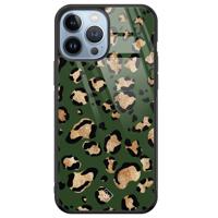 iPhone 13 Pro Max glazen hardcase - Luipaard groen - thumbnail