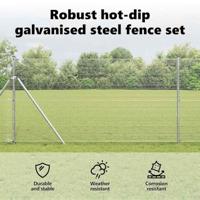 VidaXL Afrasteringspaal zilver 25 x 1,4 m (19 x 19 mm gaas) staal - thumbnail