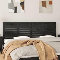 Hoofdbord wandmontage 166x3x63 cm massief grenenhout zwart - thumbnail