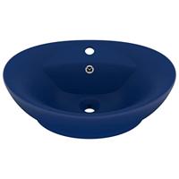 VidaXL Wastafel met overloop ovaal 58,5x39 cm keramiek mat donkerblauw - thumbnail